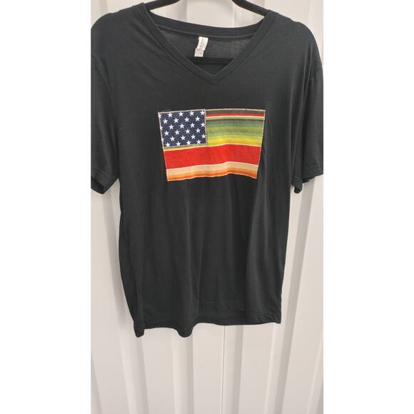 Canvas Collection T-Shirt U.S. Flag Crew Neck Textured Large - Picture 1 of 4